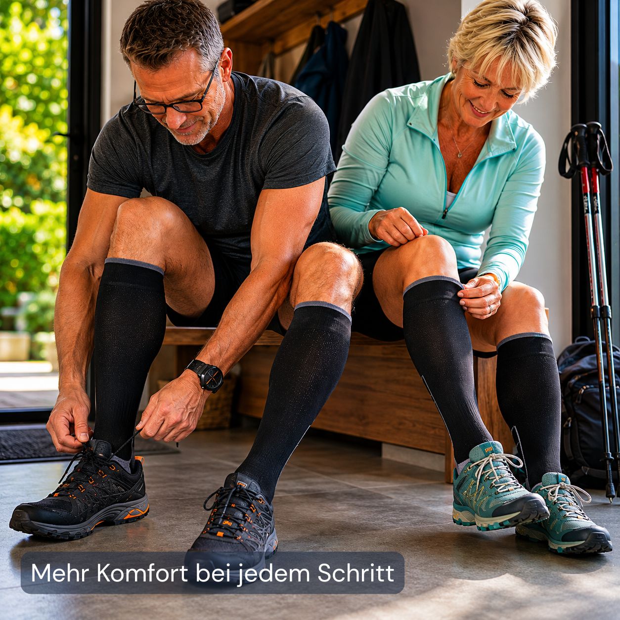 Kompressionssocken für schwere Beine beim Wandern und langen Spaziergängen